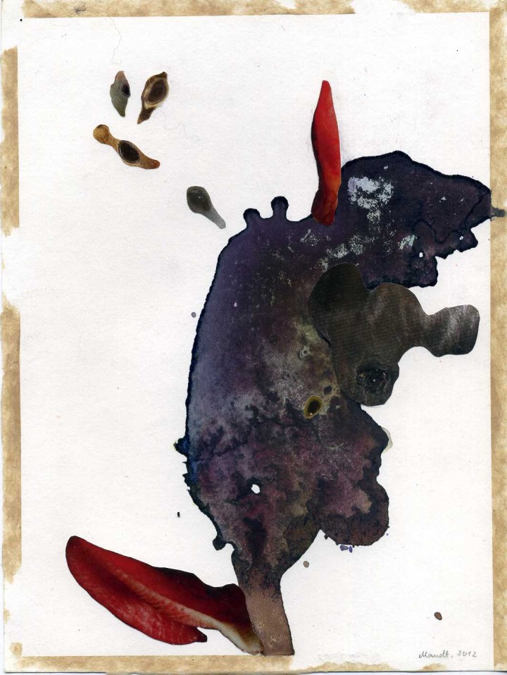Collage, 15cm x 20cm, Zeitschriftenausschnitte und Aquarellfarbe auf Papier, 2012