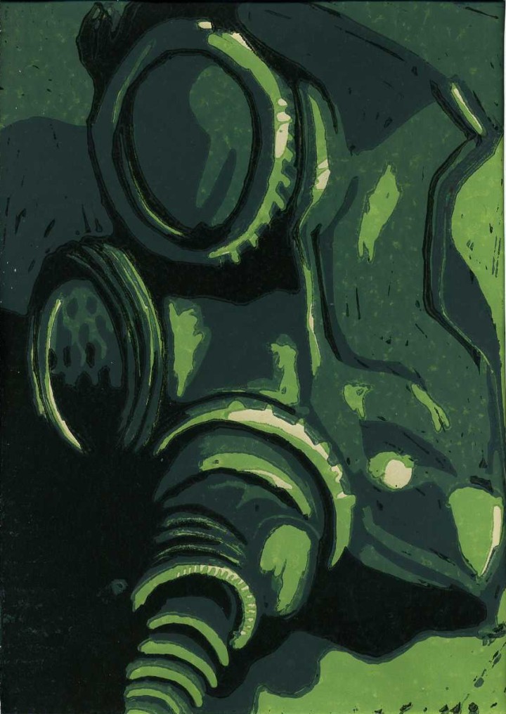 mehrfarbiger Linoldruck, 14,5cm x 21,5cm, Linoldruckfarbe auf Papier, 2007