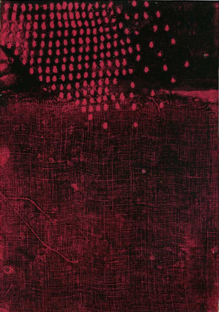 mehrfarbiger Materialdruck, 14,5cm x 21,5cm, Linoldruckfarbe auf Papier, 2007