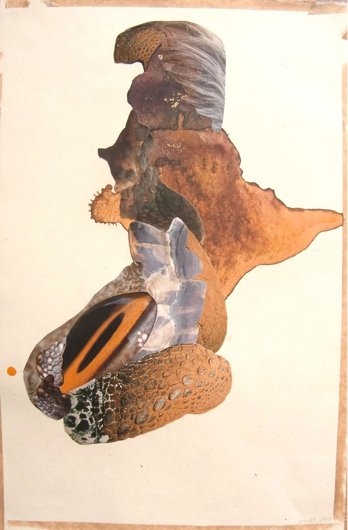 Collage, 24cm x 36,5cm, Zeitschriftenausschnitte und Aquarellfarbe auf Papier, 2012