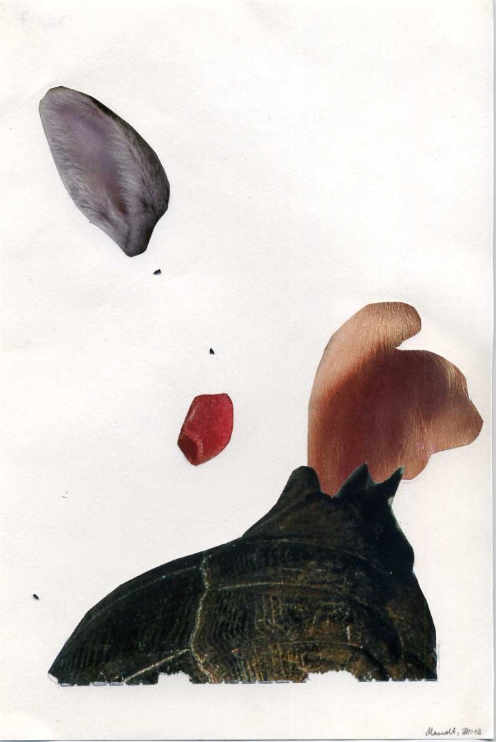 Collage, 14cm x 21cm, Zeitschriftenausschnitte auf Papier, 2012